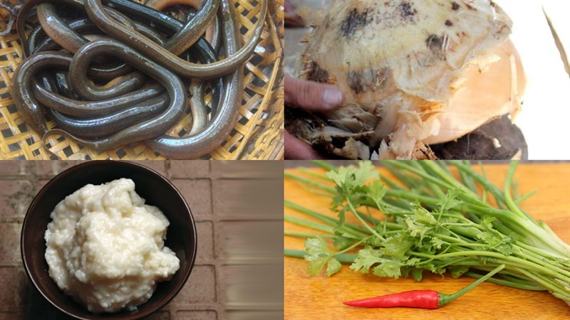 Nguyên liệu món ăn lươn om củ chuối