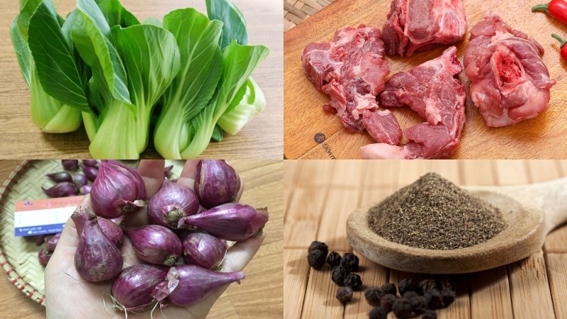 Nguyên liệu món ăn canh cải thìa nấu xương heo
