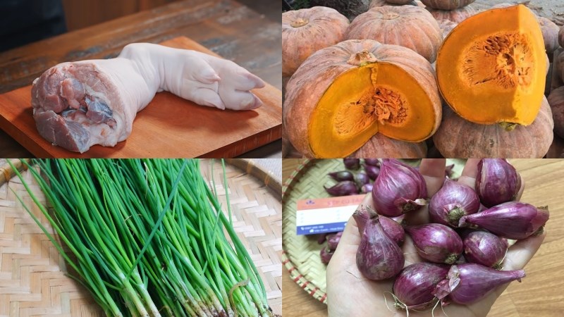Nguyên liệu món ăn chân giò hầm bí đỏ