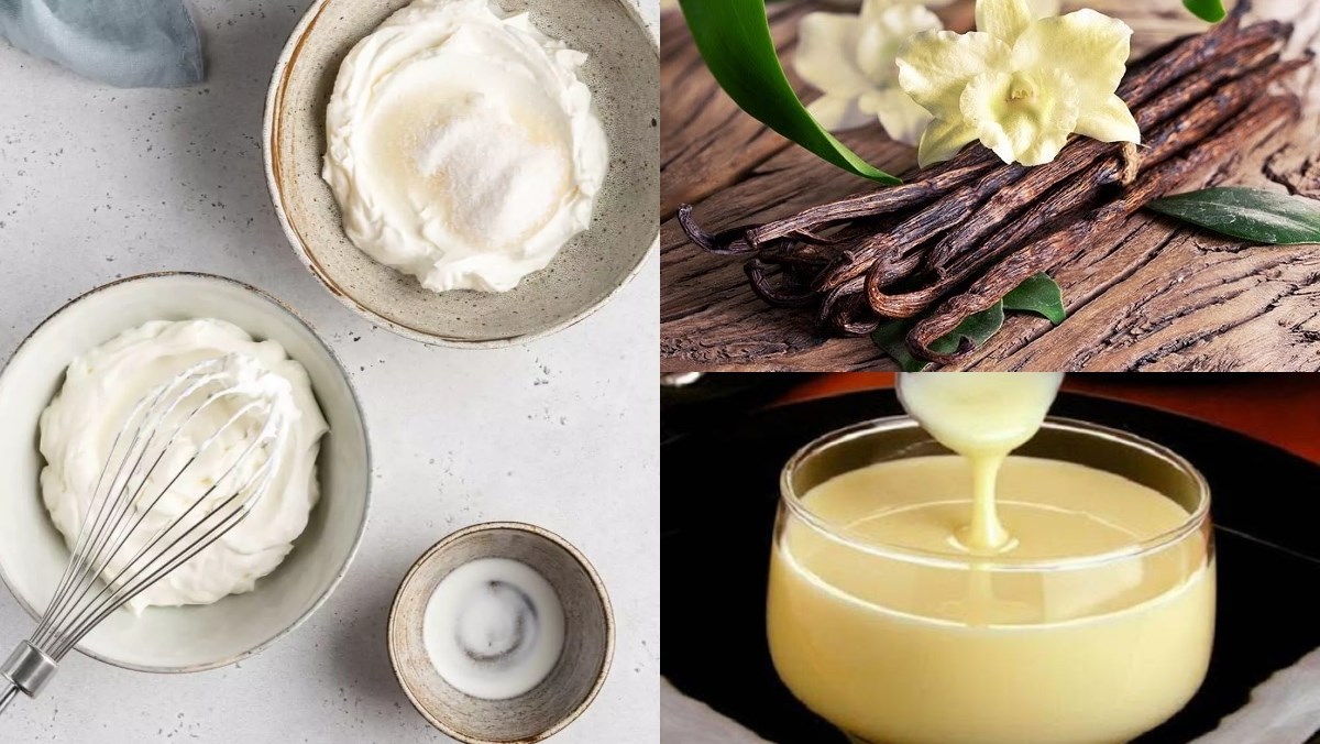 Nguyên liệu món ăn kem vani từ whipping cream