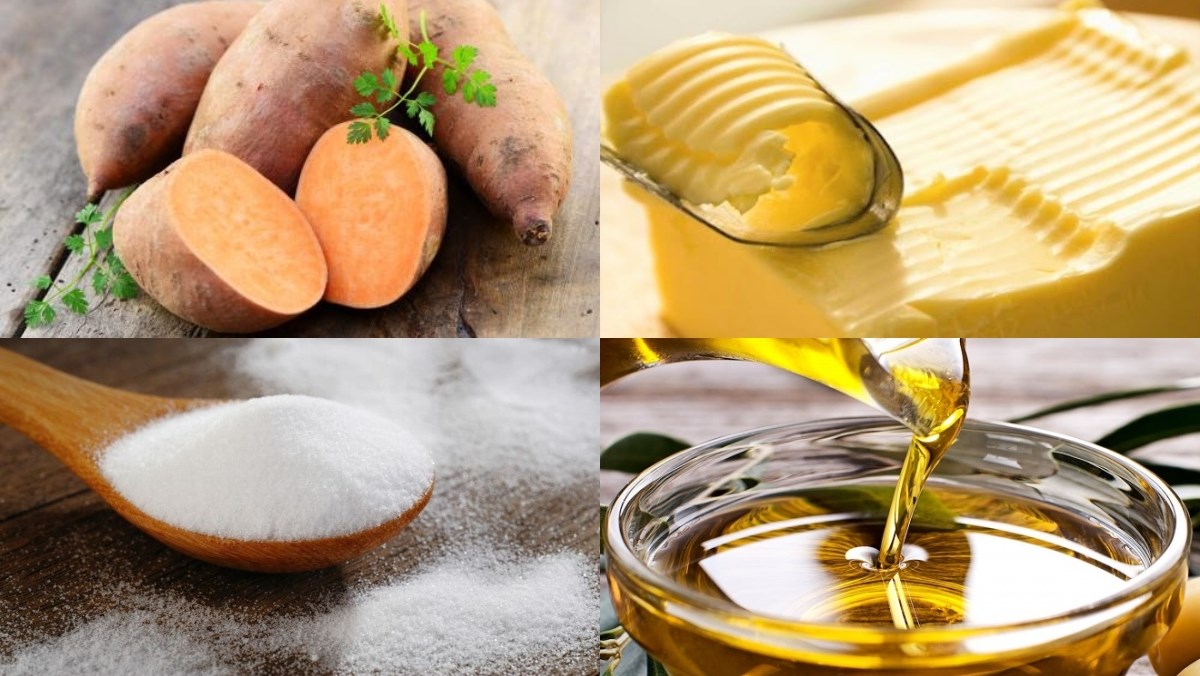 Nguyên liệu món ăn khoai lang chiên bơ đường