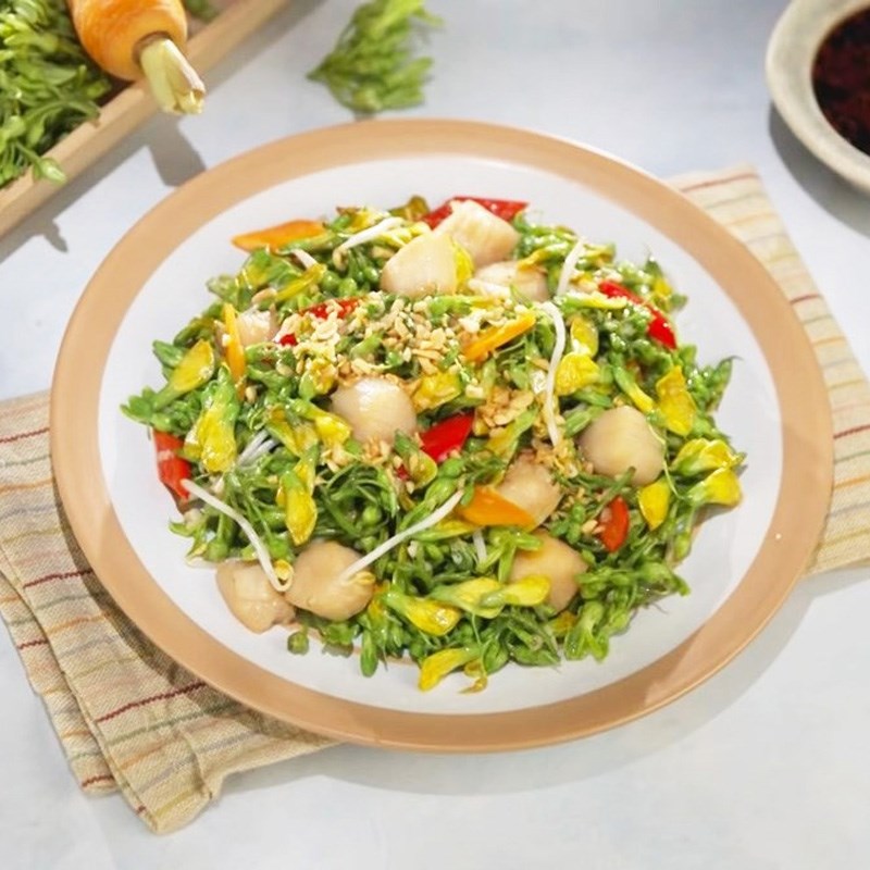Bước 5 Thành phẩm Cồi sò điệp xào hoa thiên lý