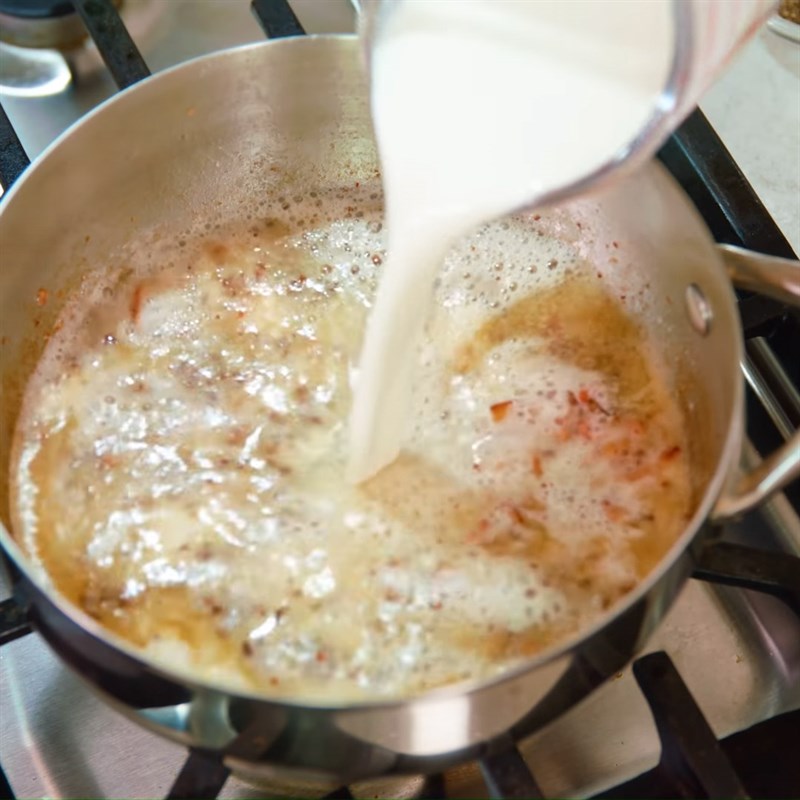 Bước 3 Làm nước thịt xông khói Đậu đũa đút lò thịt xông khói