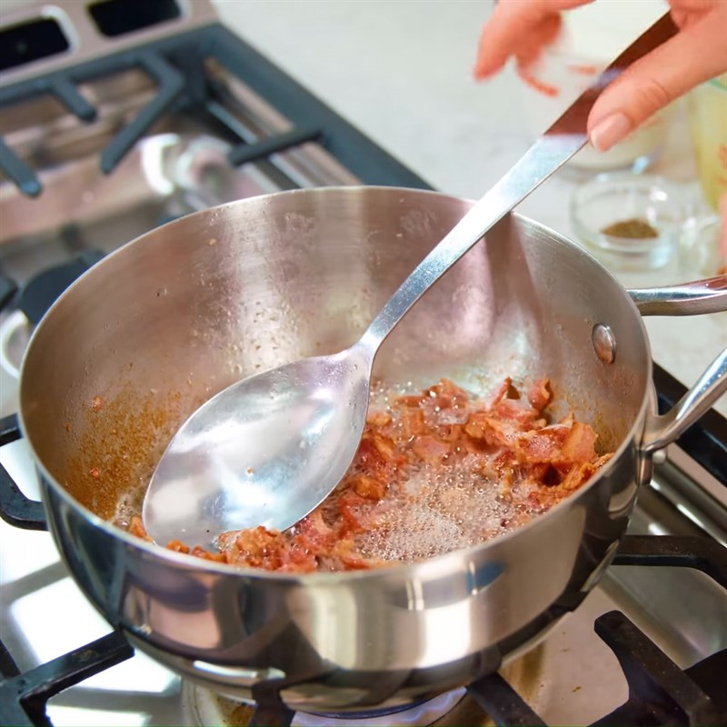 Bước 3 Làm nước thịt xông khói Đậu đũa đút lò thịt xông khói