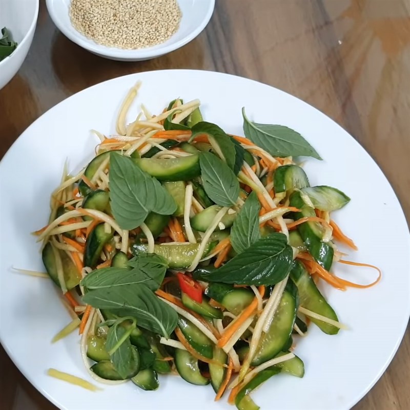 Bước 3 Trộn gỏi Gỏi dưa leo xoài xanh chay
