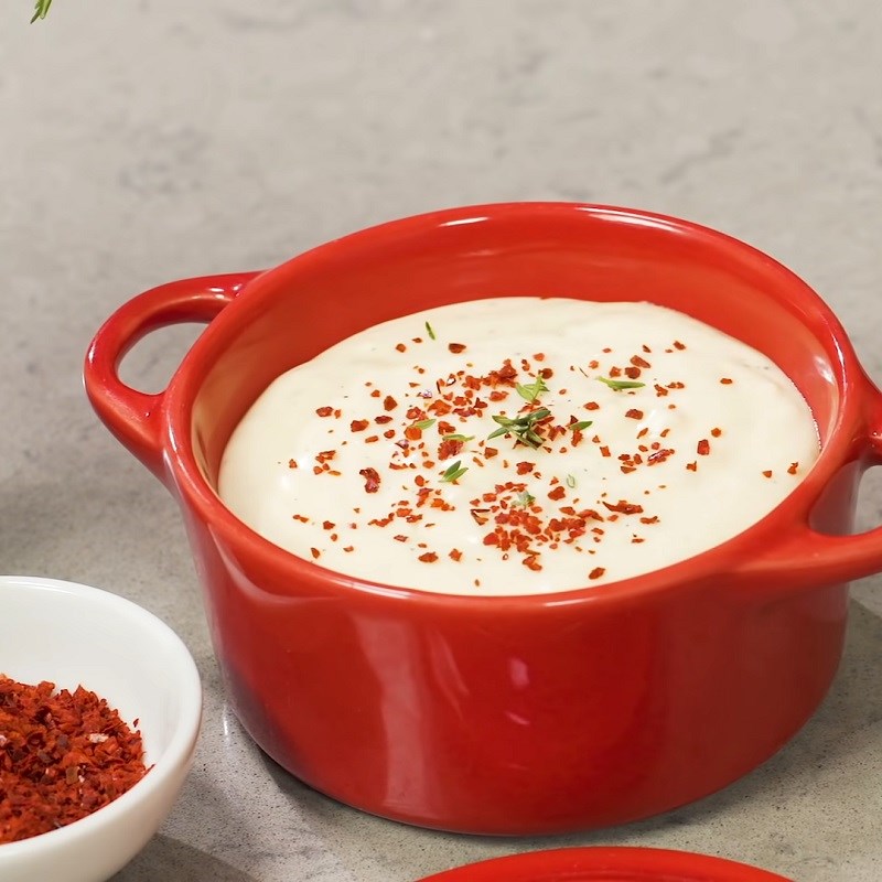 Bước 4 Làm sốt phô mai Khoai tây nướng phô mai bằng nồi chiên không dầu