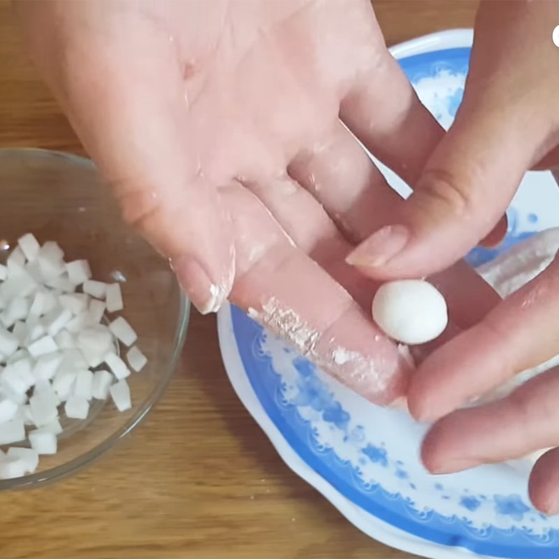 Bước 2 Làm trân châu nhân dừa Sữa chua thạch lá nếp trân châu