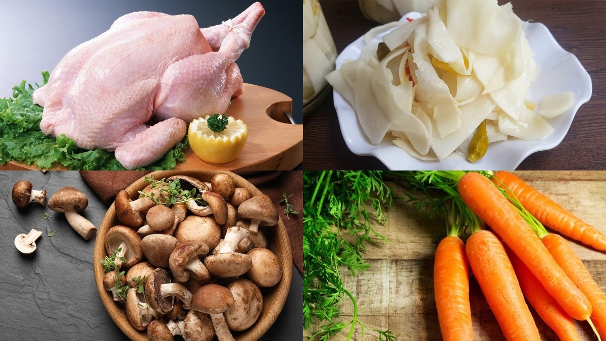 Nguyên liệu món ăn lẩu gà măng chua