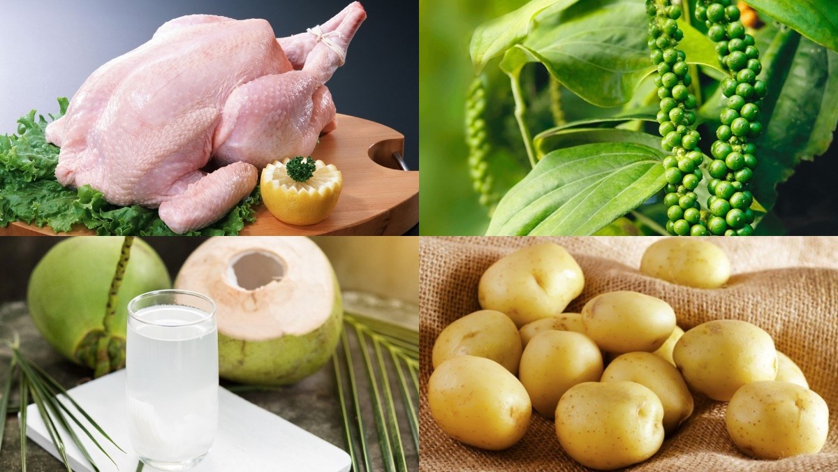 Nguyên liệu món ăn lẩu gà nấu tiêu xanh