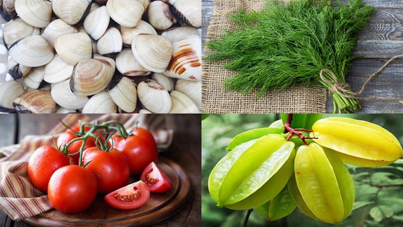 Nguyên liệu món ăn canh nghêu thì là