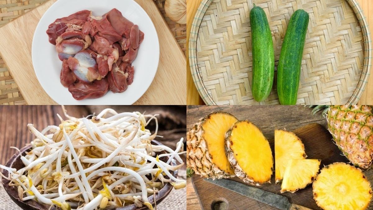 Nguyên liệu món ăn lòng gà xào dưa leo