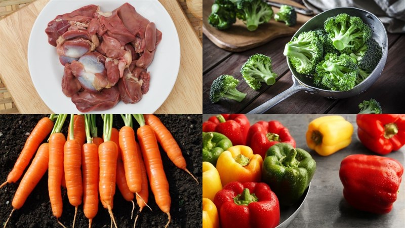 Nguyên liệu món ăn lòng gà xào thập cẩm