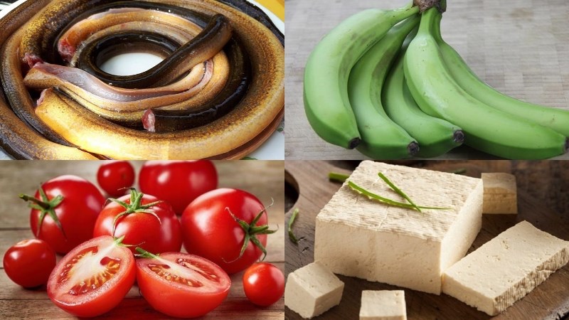 Nguyên liệu món ăn lươn om chuối đậu