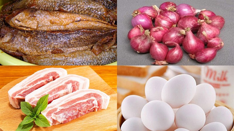 Nguyên liệu món ăn mắm cá lóc chưng