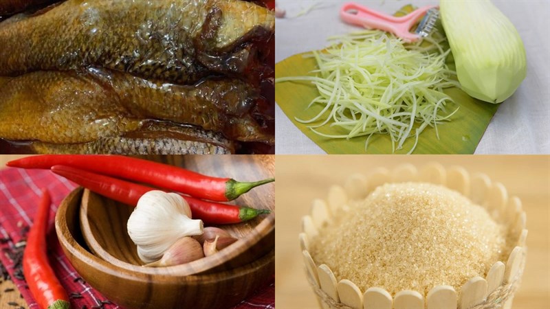 Nguyên liệu món ăn mắm thái cá lóc đu đủ