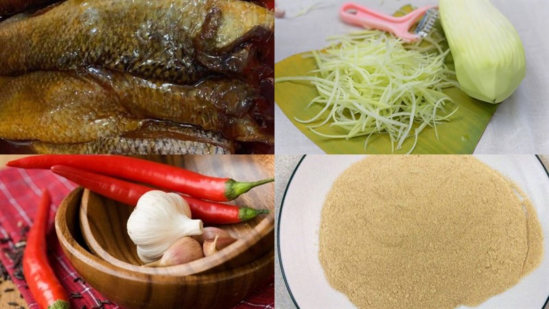 Nguyên liệu món ăn mắm thái cá lóc đu đủ