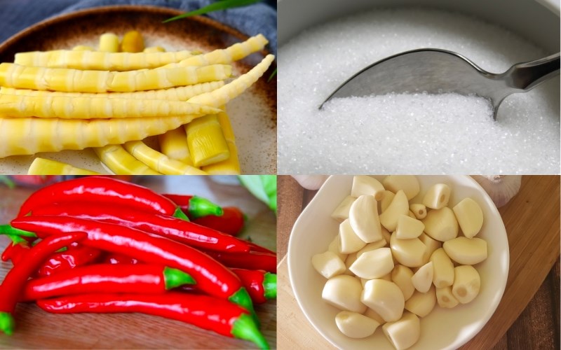 Nguyên liệu món ăn măng ngâm ớt chua cay