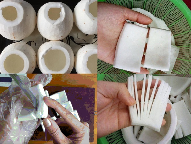 Bước 1 Sơ chế nguyên liệu Mứt dừa hình hoa cúc