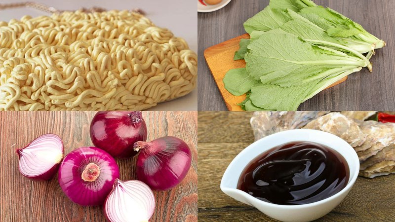 Nguyên liệu món ăn 3 cách làm mì xào rau cải