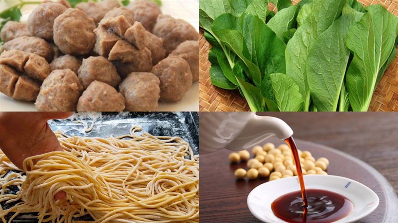 Nguyên liệu món ăn mì nấu bò viên