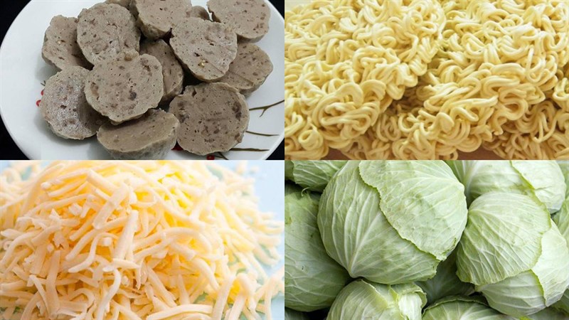 Nguyên liệu món ăn 2 cách làm mì trộn bò viên phô mai và muối ớt
