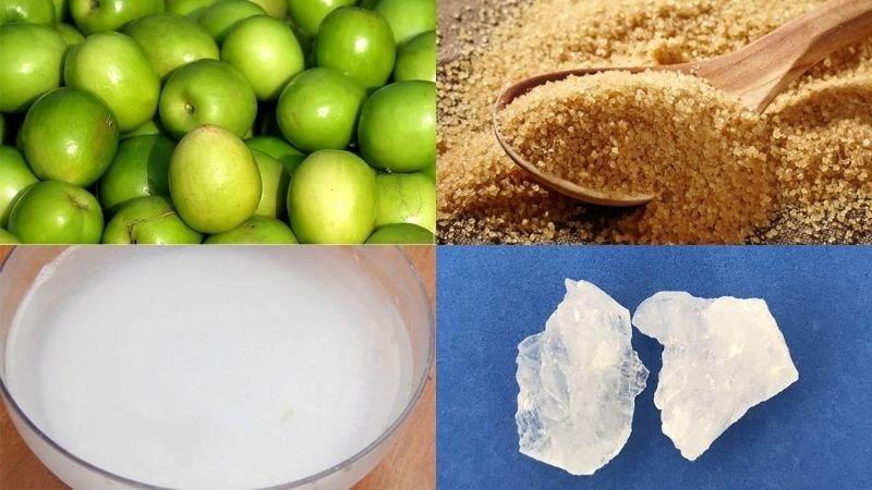 Nguyên liệu món ăn mứt táo ta bằng nước vôi và không cần nước vôi
