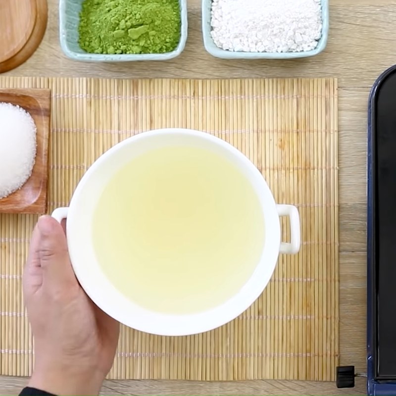 Bước 1 Nấu thạch trà xanh Bingsu Matcha trà xanh đậu đỏ