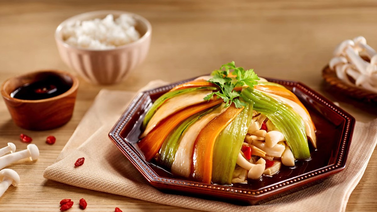 Nấm đùi gà hấp cải xanh