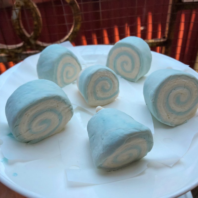 Bước 3 Nặn và hấp bánh bao Bánh bao hoa đậu biếc không nhân