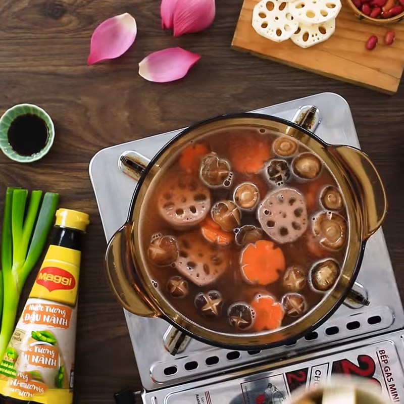 Bước 3 Nấu canh Canh củ sen đậu đỏ