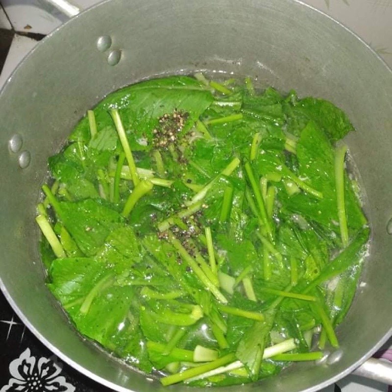 Bước 3 Nấu canh Canh cải ngọt thịt bằm
