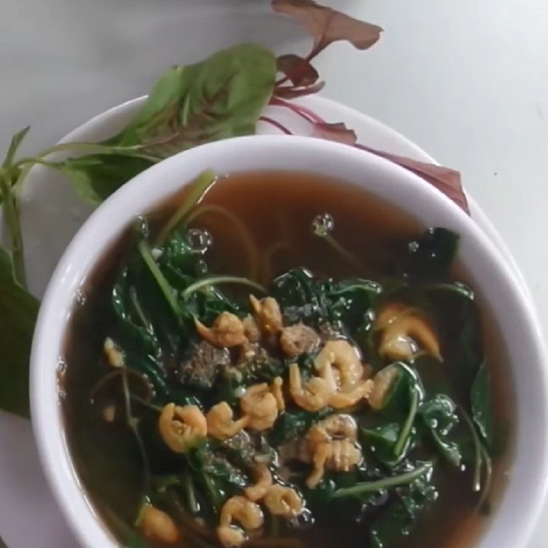 Bước 4 Thành phẩm Canh rau dền tôm khô