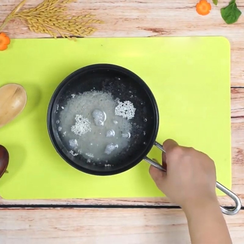 Bước 2 Nấu cháo Cháo tôm rau mồng tơi
