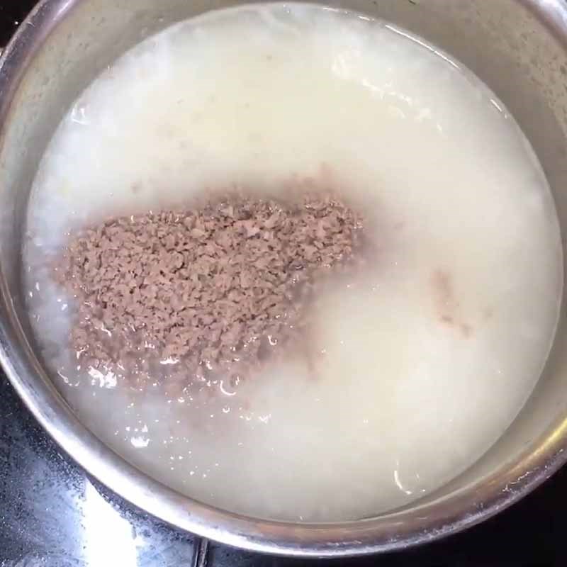 Bước 4 Nấu cháo với thịt bò và bí đỏ Cháo thịt bò bí đỏ