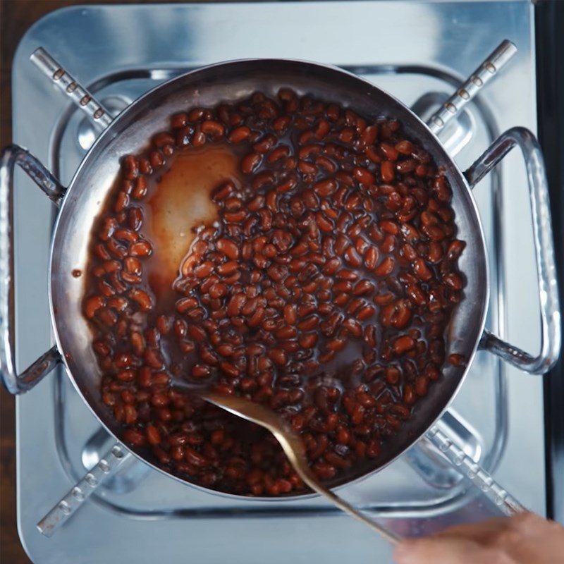 Bước 1 Nấu đậu đỏ Chè halo halo