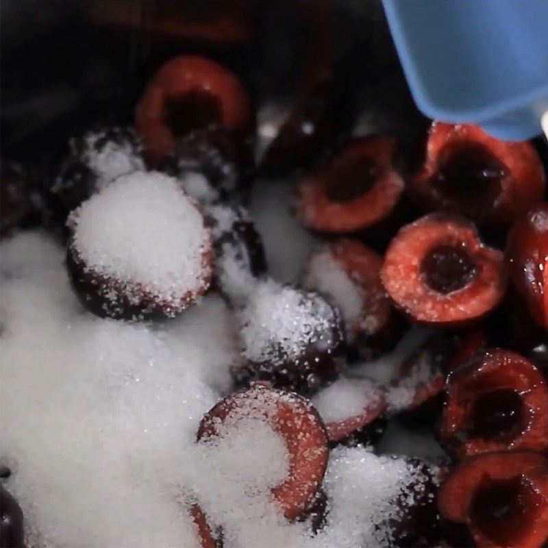 Bước 2 Nấu hỗn hợp thạch cherry Pudding cherry vani