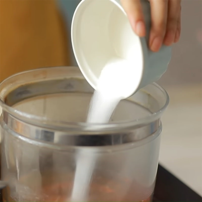 Bước 2 Nấu thạch Panna cotta thạch trà đào