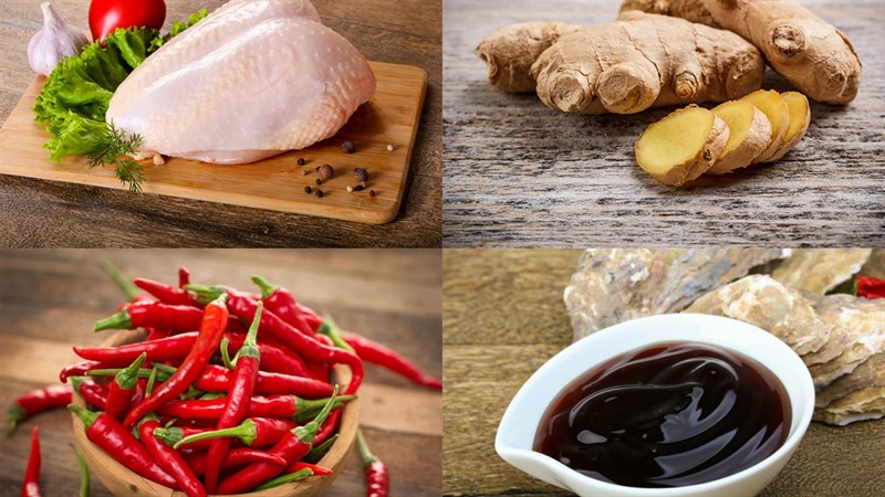 Nguyên liệu món ăn cánh gà kho gừng