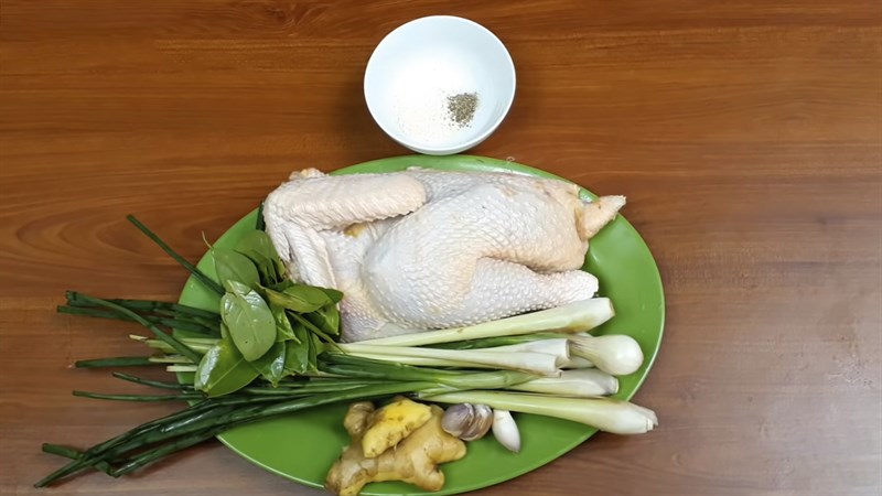 Nguyên liệu món ăn gà hấp gừng sả