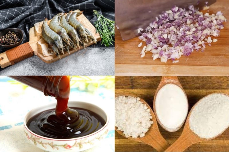 Nguyên liệu món ăn tôm hấp tỏi lá sen