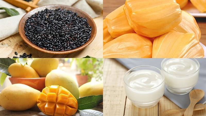 Nguyên liệu món ăn chè nếp cẩm sữa chua
