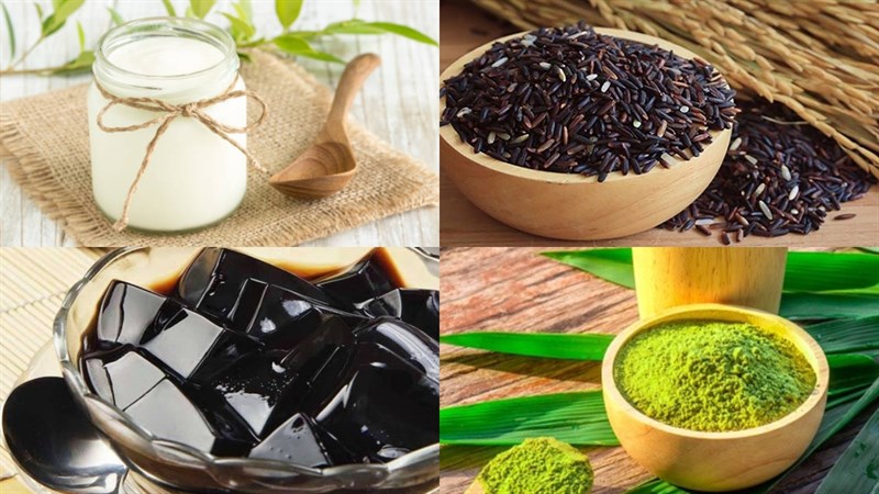 Nguyên liệu món ăn chè nếp cẩm sữa chua