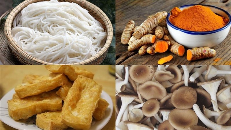 Nguyên liệu món ăn bún xào nghệ chay