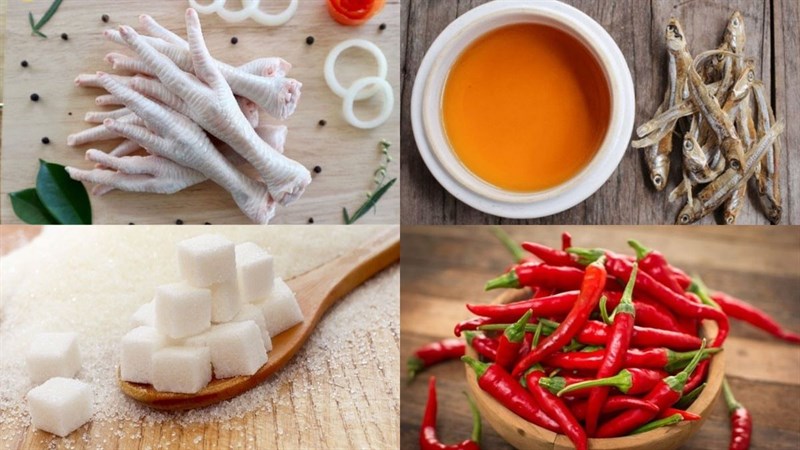Nguyên liệu món ăn chân gà ngâm mắm