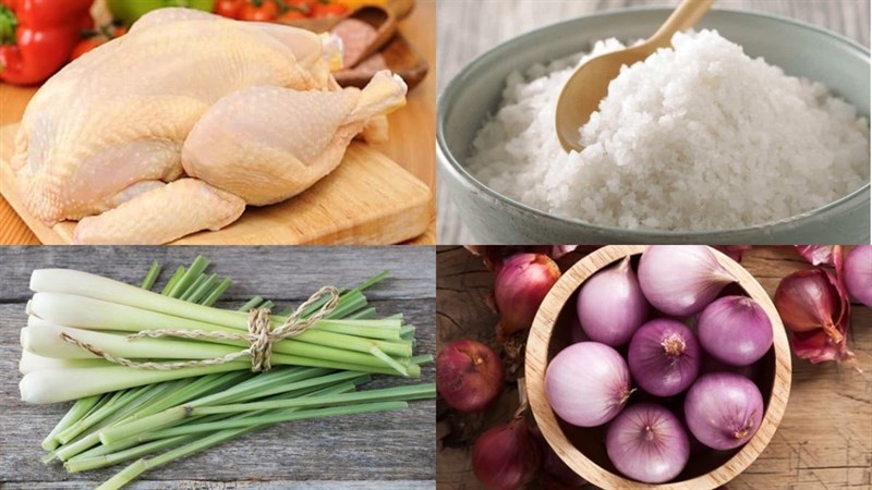 Nguyên liệu món ăn gà hấp muối hột