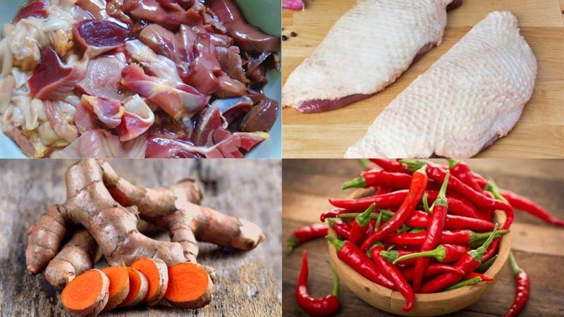 Nguyên liệu món ăn lòng vịt chưng