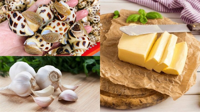 Nguyên liệu món ăn ốc hương xào bơ tỏi