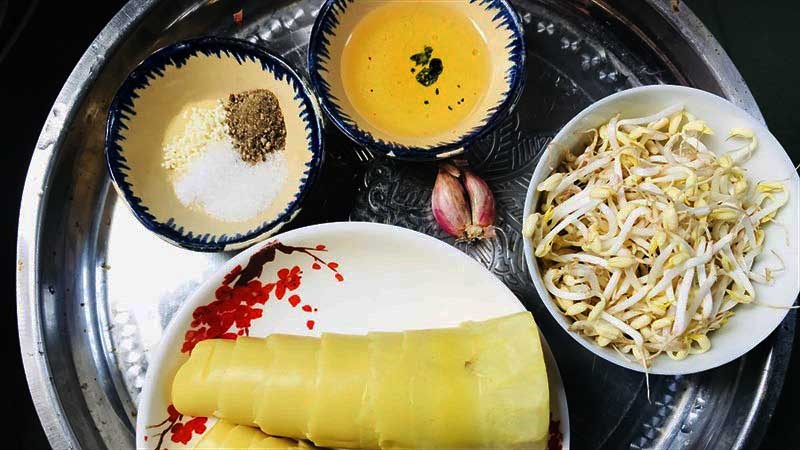 Nguyên liệu món ăn măng xào giá đỗ