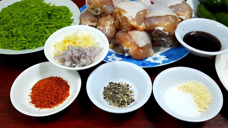 Nguyên liệu món ăn gà chiên cốm