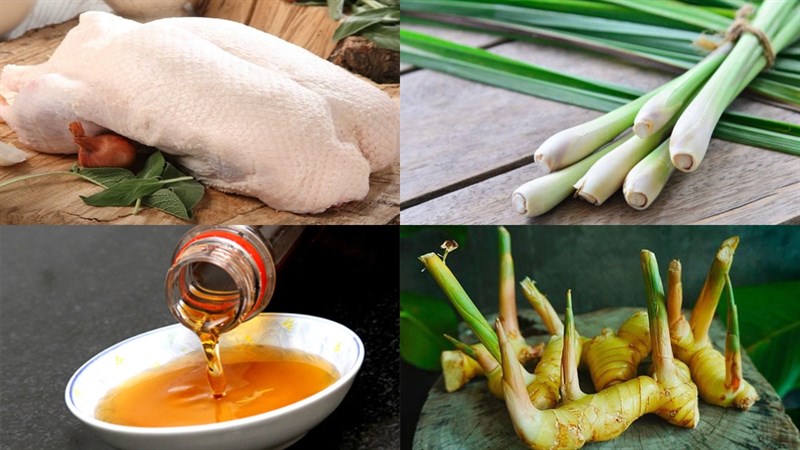 Nguyên liệu món ăn vịt kho chuối xanh, vịt kho riềng